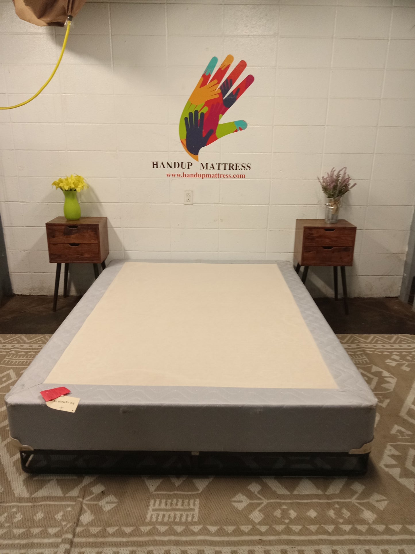 White / Blue 9'' Queen Boxspring