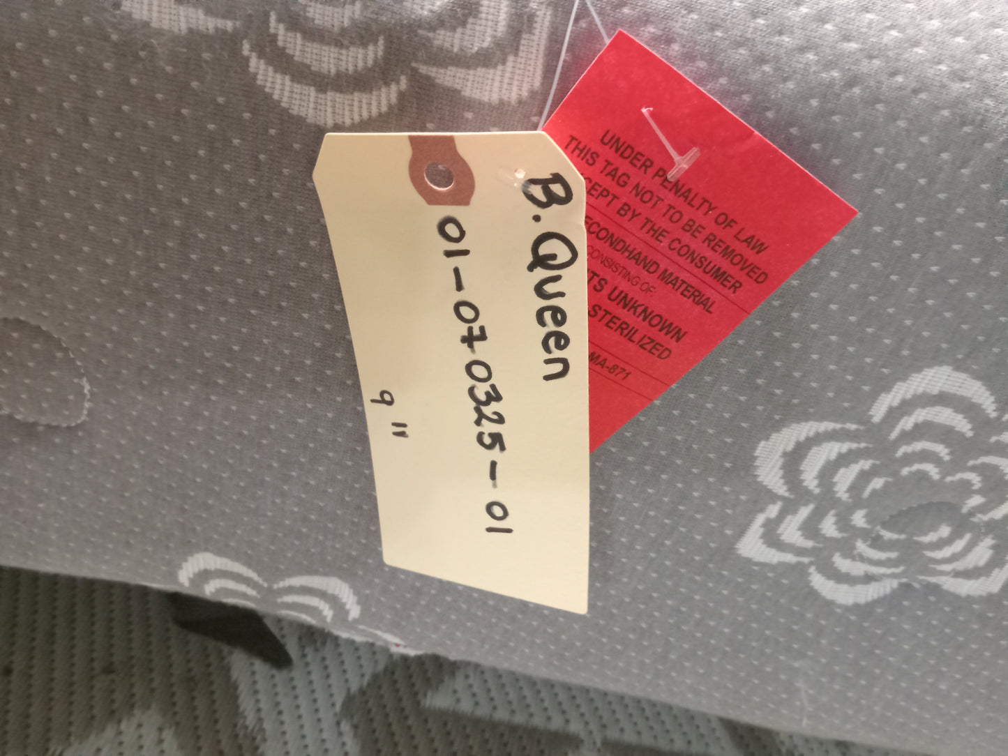 Box Spring | 9'' Queen Size Grey Floral Patterned