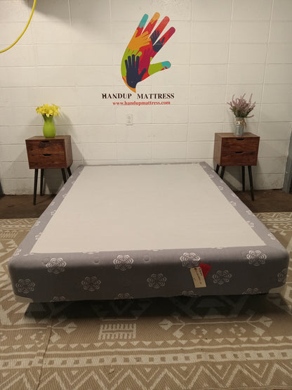 Box Spring | 9'' Queen Size Grey Floral Patterned