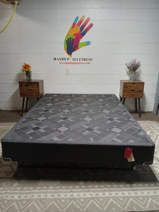 Unbranded | Black Geometric Pattern | 8.5 Queen Box Spring