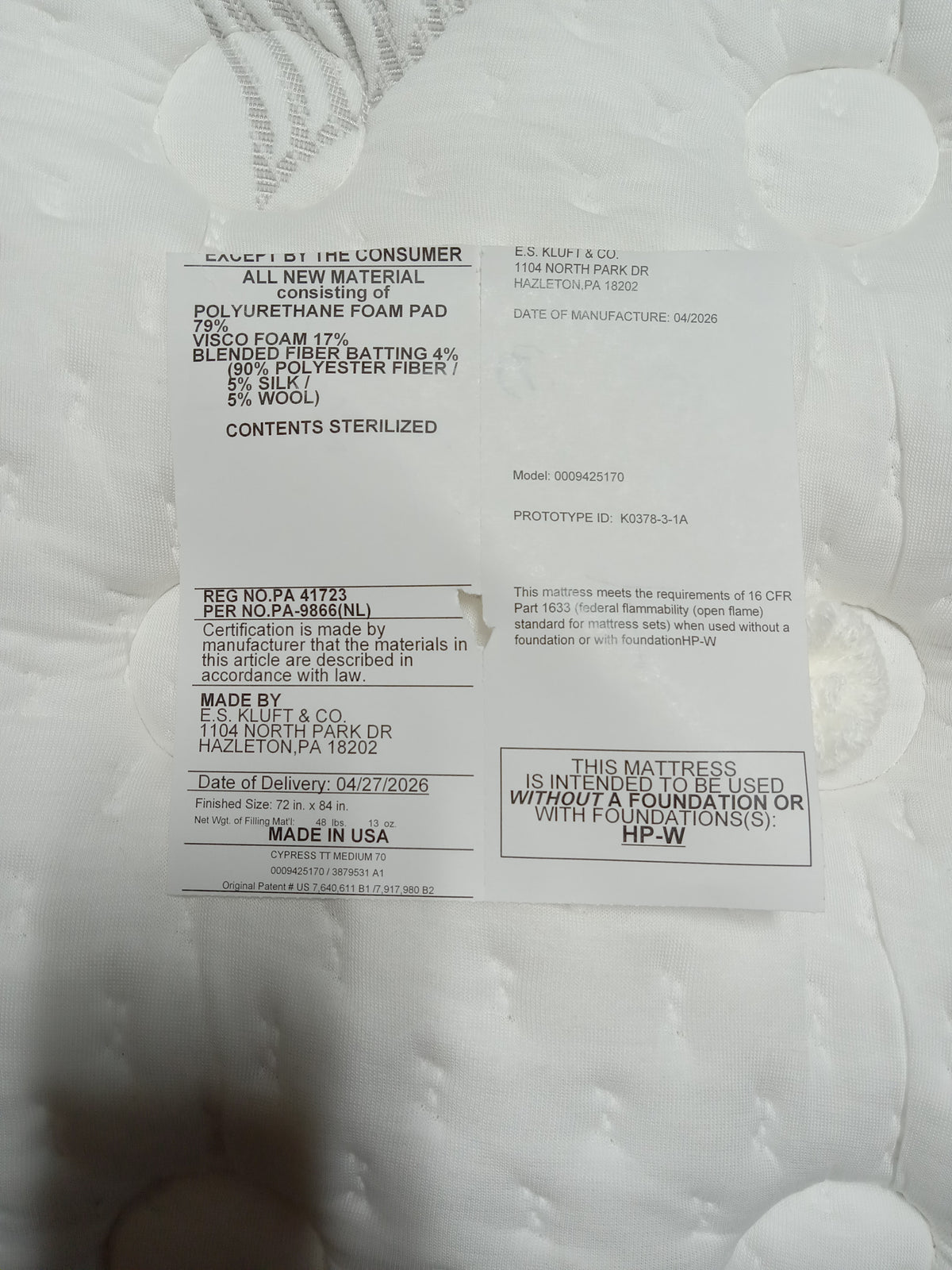 Aireloom | Preferred Cypress Medium Tight Top 13.5" | Mattress