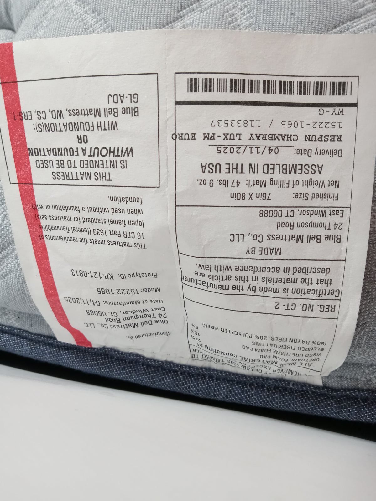 King Koil | Re-Spun Chambray Levi Luxury Firm Eurotop 14" | King Mattress
