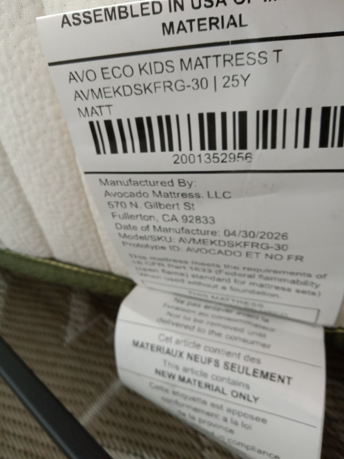 Avocado | Eco Organic Kids 7" | Twin Mattress