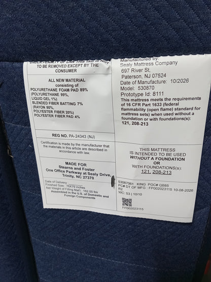 Stearns & Foster | Kirkland Signature Lakeridge Luxury Cushion Firm | 14.5" | King Mattress